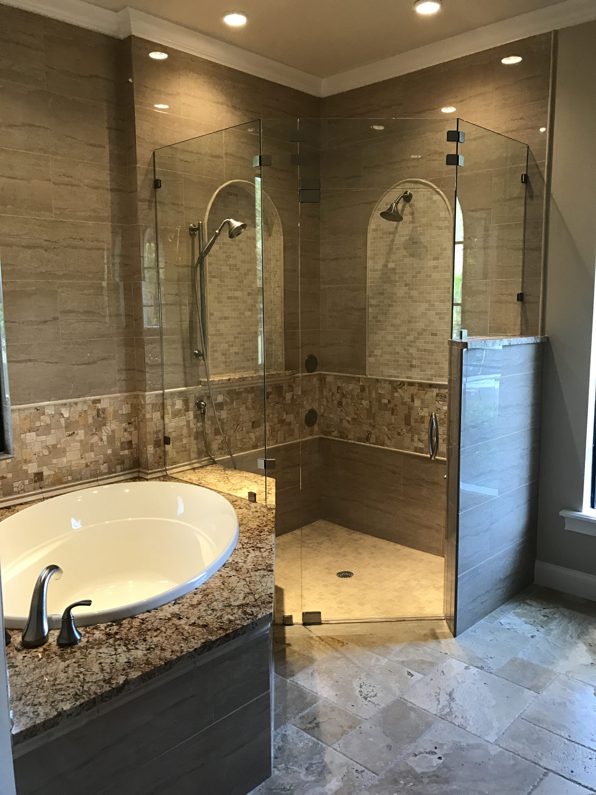 Family in the bathroom brushing teeth after build on your lot project completion